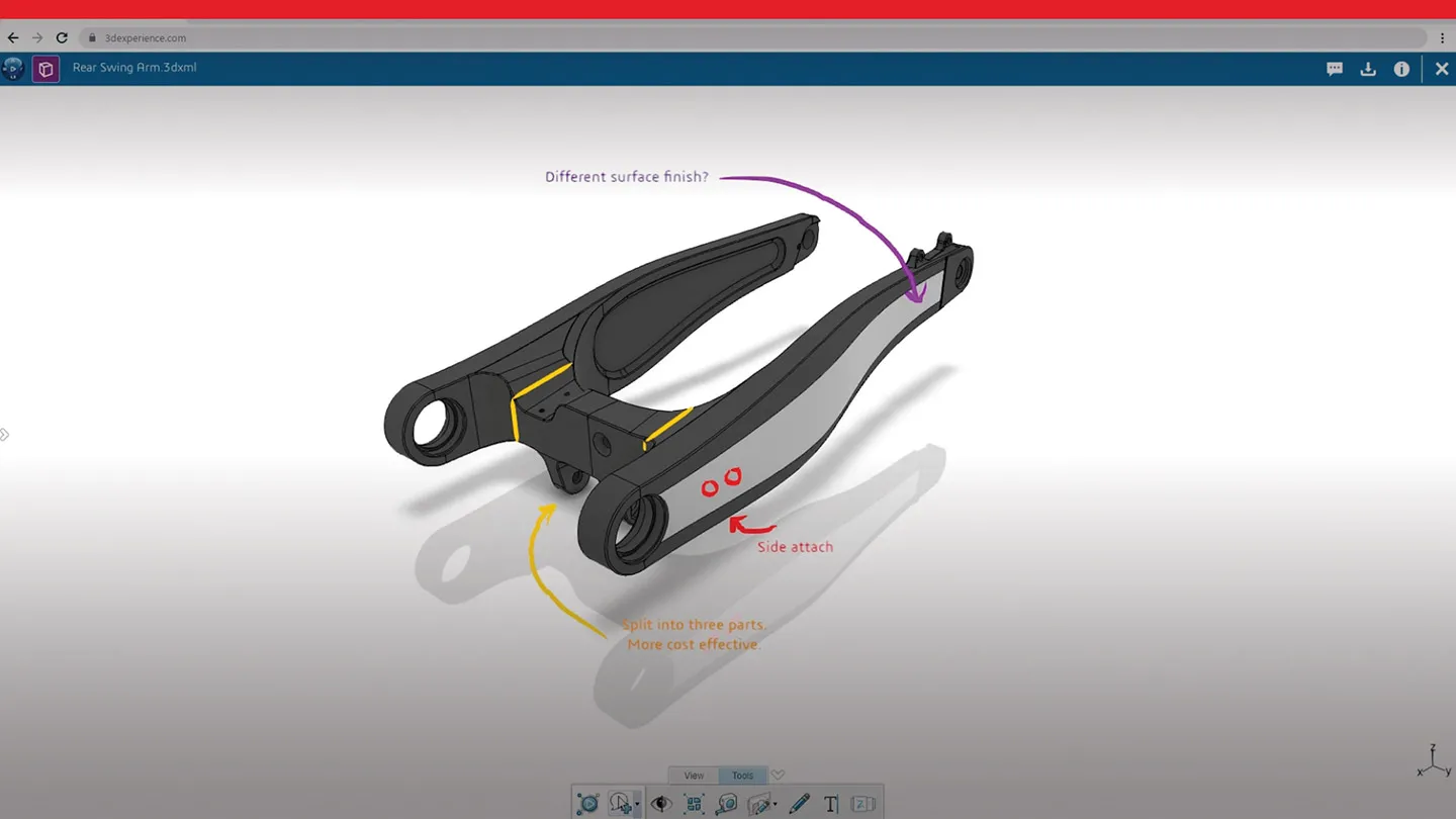 带有标注的零件 3D 模型 - SOLIDWORKS Cloud Services