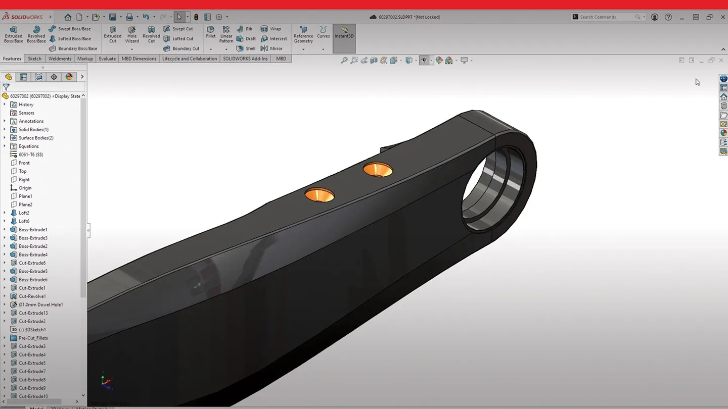 零件的 3D 模型 - SOLIDWORKS Cloud Services